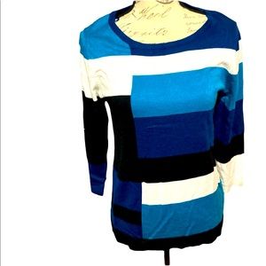 Carol Rose Color Block Crew Neck Pullover Sweater